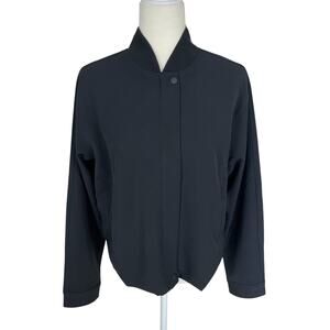 Athleta Endless Bomber Jacket Black Size Medium Minimalist Modern Casual